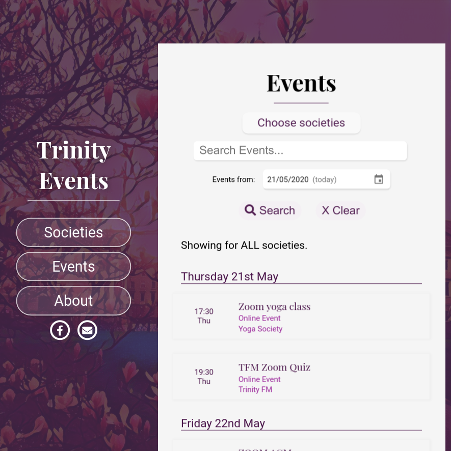 Society Events Website